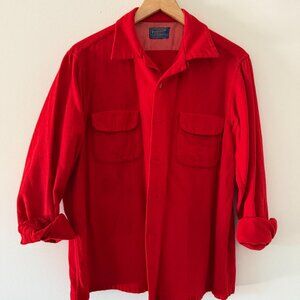 Pendleton Red Wool Shirt Jacket L 100% Virgin Wool Vintage OBO